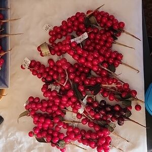 ARTIFICIAL BERRIES  PICKS NEW WITH TAGS  ( 19 TOTAL  )